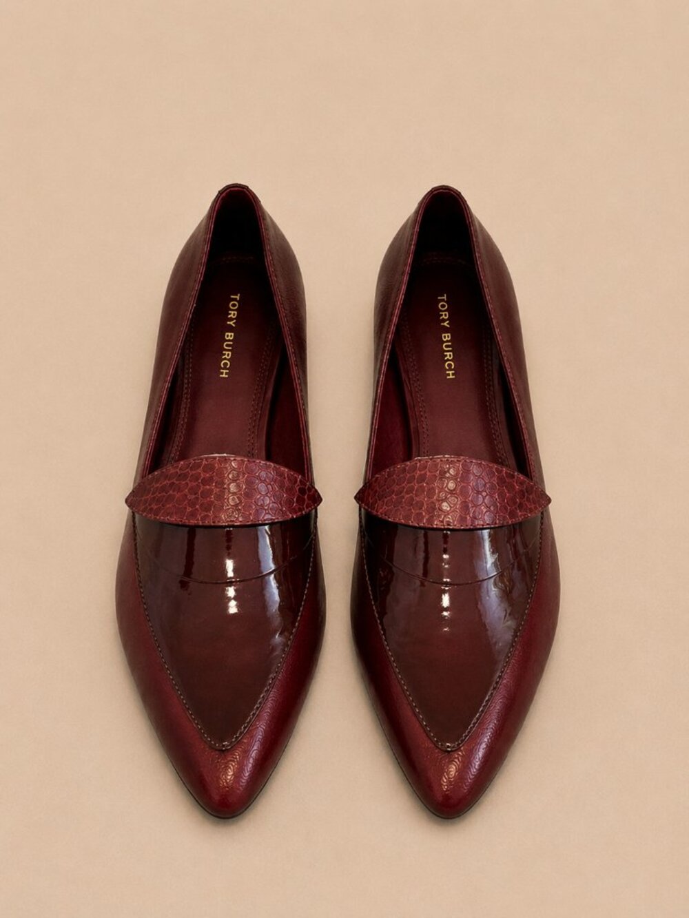 Tory Burch Burgundy Leather Pointed Toe Loafers Flats Women’s Size 9M